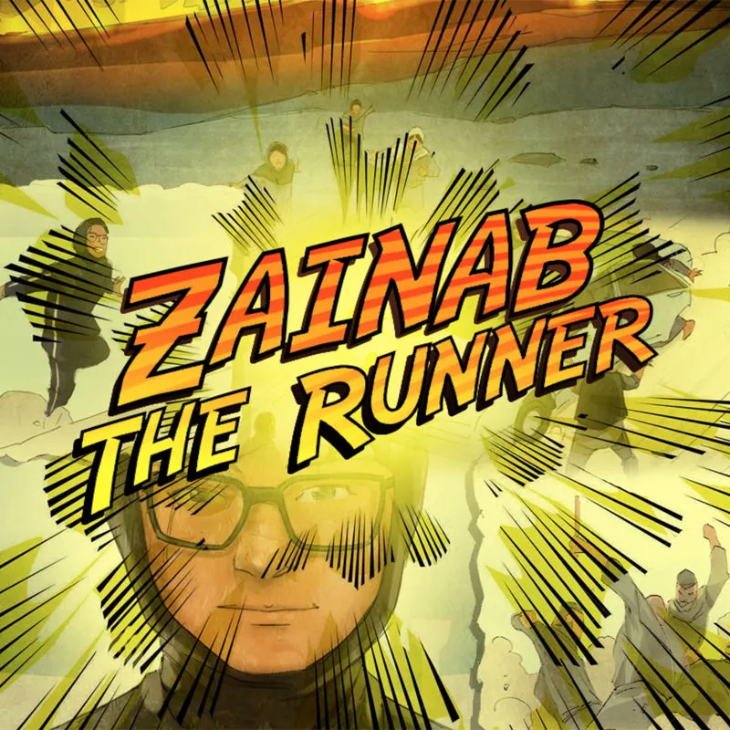 Comic book cover art for Zainab the Runner, an interactive story about an ultra runner in Afghanistan